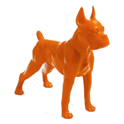 Statue Résine de Chien Boxer - 50cm - Couleur Orange