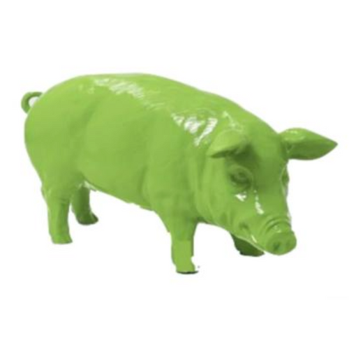 Statue de Cochon en Résine - 100cm - Couleur Vert Pomme