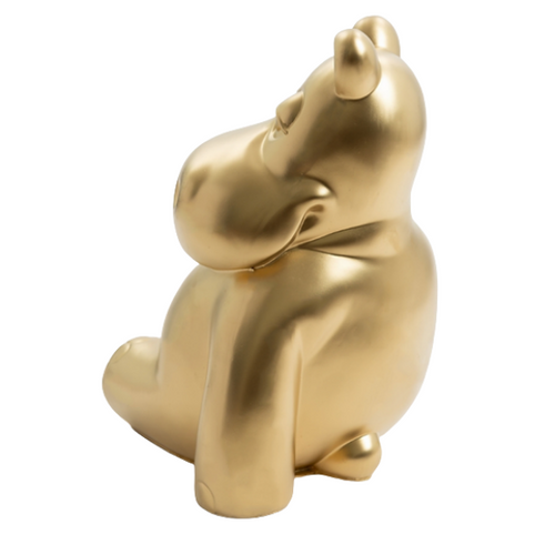 Statue Hippopotame Animaux Resine - 50cm - Doré