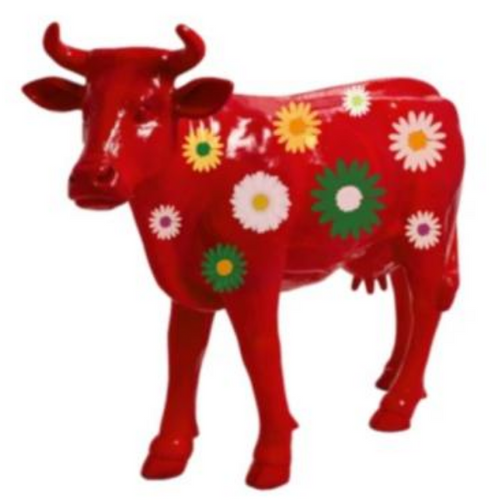 Statue Vache Animaux Resine - 140cm - Rouge Fleuri