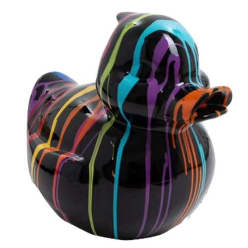 Sculpture Canard en Résine - 45cm - Couleurs Variées Noir