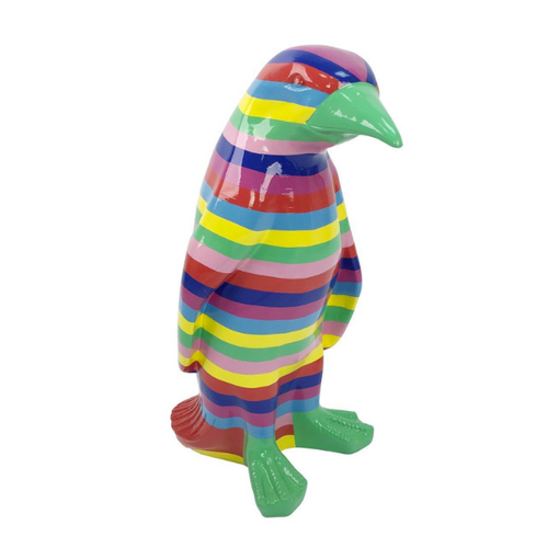 Statue de Pingouin en Résine - 120 cm - Design Berlingot Multicolore