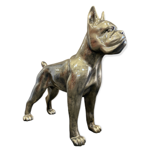 Statue de Chien Boxer en Résine - 50cm - Finition Bronze