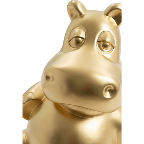 Statue Hippopotame Animaux Resine - 25cm - Doré