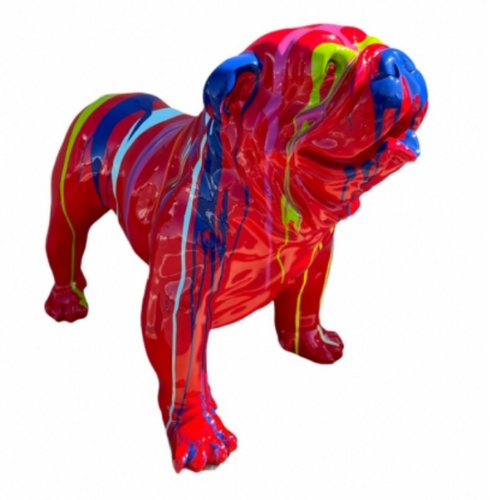 Statue Chien Bouledogue Anglais Animaux Resine - 160cm - Multi Coulure Rouge