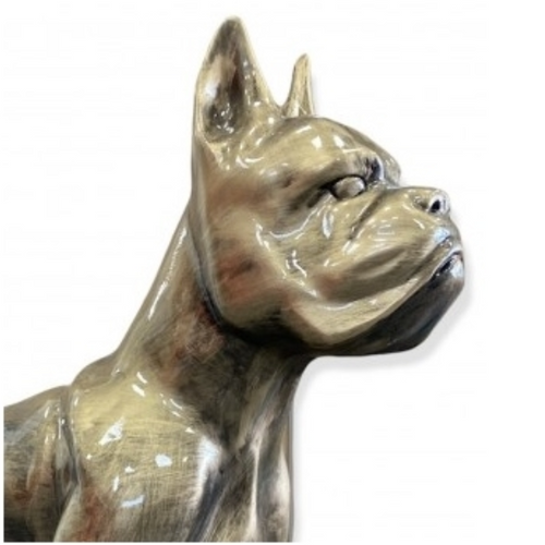 Statue de Chien Boxer en Résine - 50cm - Finition Bronze