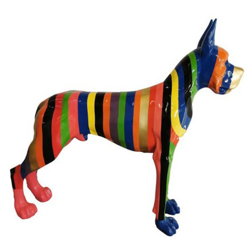 Sculpture Résine Chien Dogue Allemand - 120cm - Design Coloré Berlingot