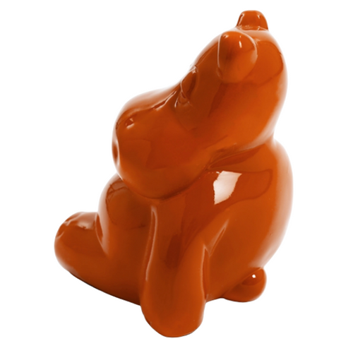 Statue Résine Géante d'Hippopotame - 100cm - Couleur Orange Exotique