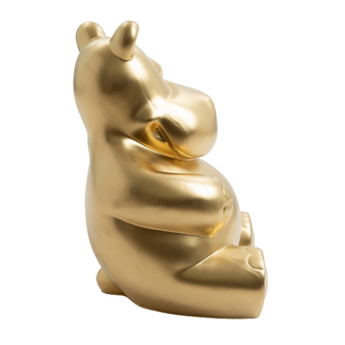 Statue Hippopotame Animaux Resine - 50cm - Doré