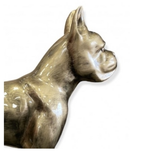 Statue en Résine de Chien Boxer - 110 cm - Finition Bronze Élégante