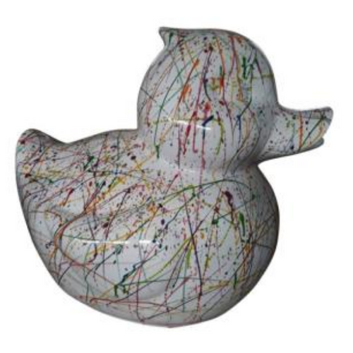 Statue Canard en Résine – 65 cm – Graffiti Blanc Éblouissant