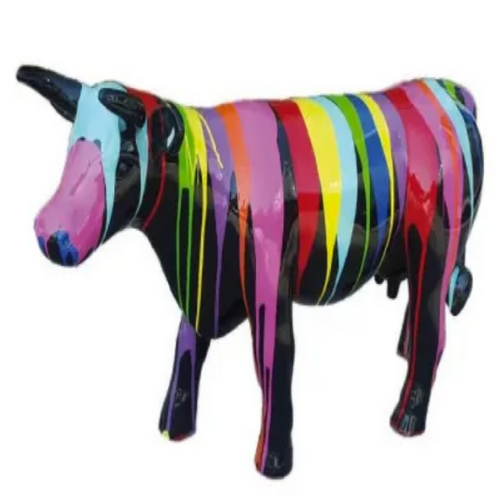 Statue Vache Animaux Resine - 140cm - Multi Coulure Noir