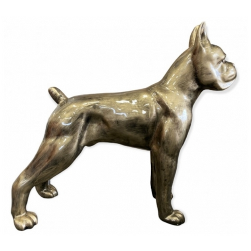 Statue de Chien Boxer en Résine - 50cm - Finition Bronze