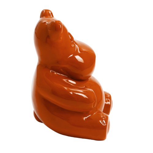 Statue Résine Géante d'Hippopotame - 100cm - Couleur Orange Exotique