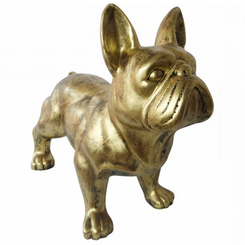 Statue Bouledogue Français en Résine - 45 cm - Finition Bronze