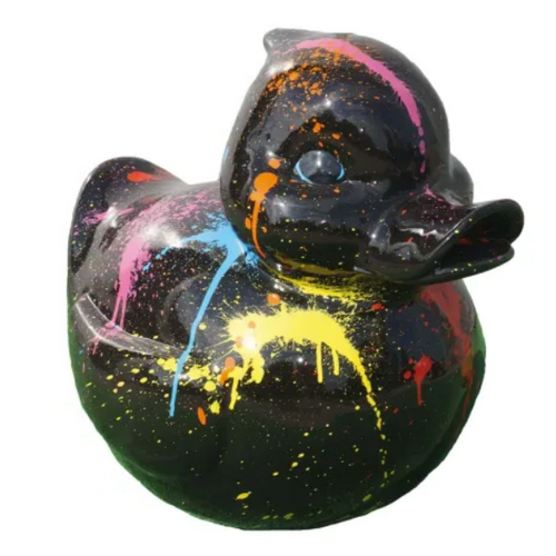 Statue de Canard en Résine - 65cm - Design Tie and Dye Noir