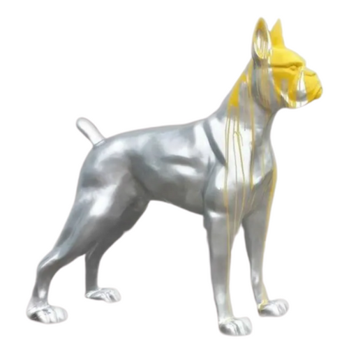 Statue Chien Boxer Animaux Resine - 180cm - Coulure Jaune