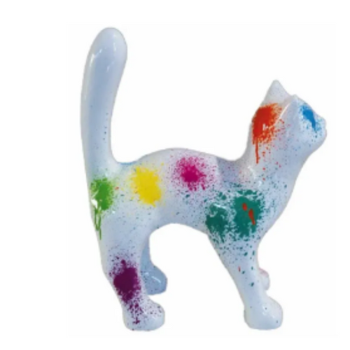 Statue de Chat en Résine - 35 cm - Effet Tie and Dye