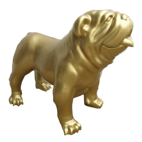 Statue Chien Bouledogue Anglais Animaux Resine - 30cm - Doré