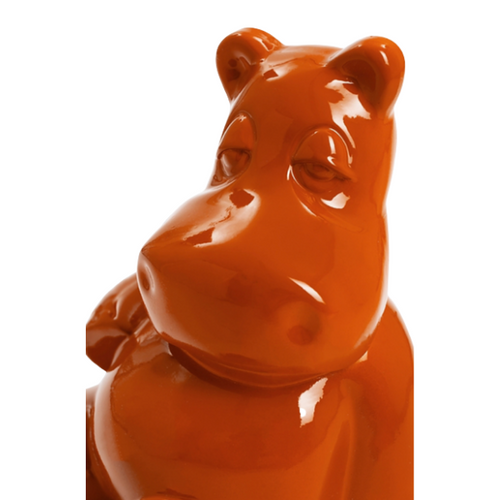 Statue Résine Géante d'Hippopotame - 100cm - Couleur Orange Exotique