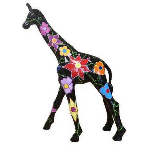 Statue Girafe Animaux Resine - 150cm - Noir Fleurs