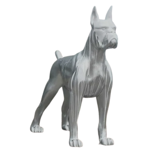 Statue Chien Boxer Animaux Resine - 180cm - Coulure Blanc