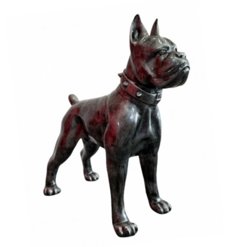 Statue Chien Boxer Animaux Resine - 180cm - Argenté