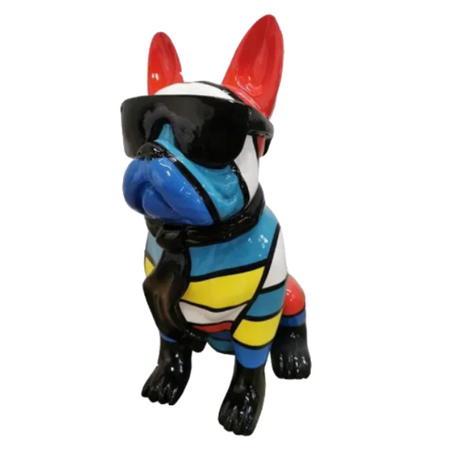 Statue Chien Bouledogue Francais Animaux Resine - 35cm - Schtroumpf