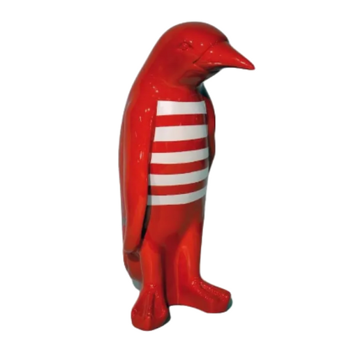 Statue de Pingouin en Résine - 120 cm - Majestueux Marin Blanc et Rouge