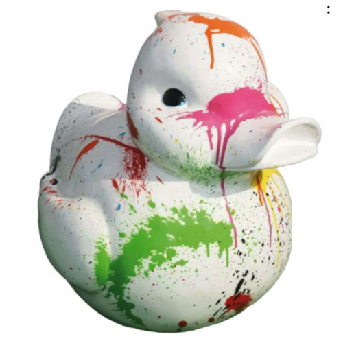 Statue Décorative de Canard en Résine - 65cm - Design Tie & Dye