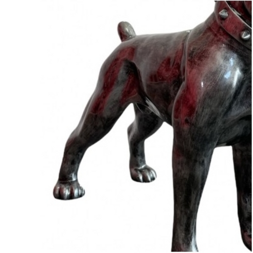 Statue en Résine de Chien Boxer - 110cm - Finition Argentée