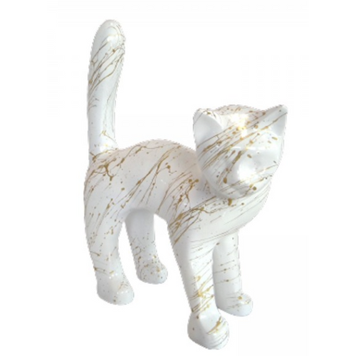 Statue Chat Animaux Resine - 45cm - Coulure Dorée