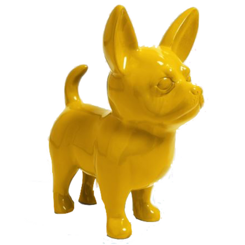 Statue Résine Chien Chihuahua - 170 cm - Finition Jaune Éclatante