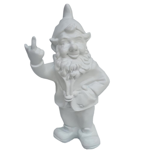 Statue Art Déco de Nain en Résine - 33cm - Blanc Éclatant