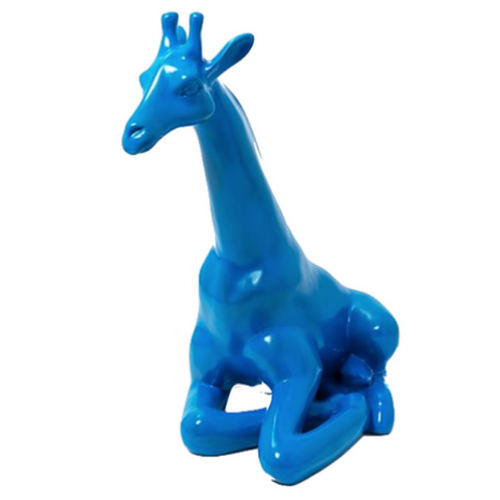 Statue de Girafe en Résine Exotique - 90 cm - Bleu Éclatant