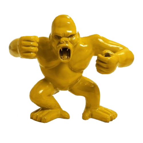 Statue Gorille Agressif Animaux Resine - 70cm - Jaune