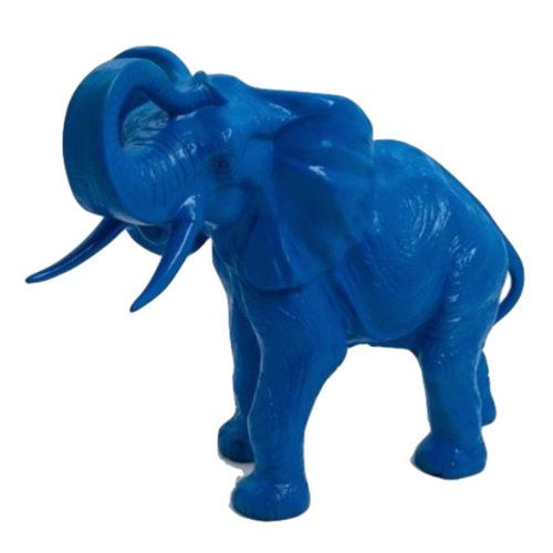 Statue Éléphant en Résine - 90cm - Bleu Nuit Élégant