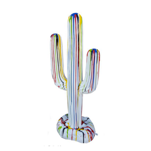 Statue en Résine de Cactus Animaux - 185 cm - Finition Multi-Couleurs Blanc