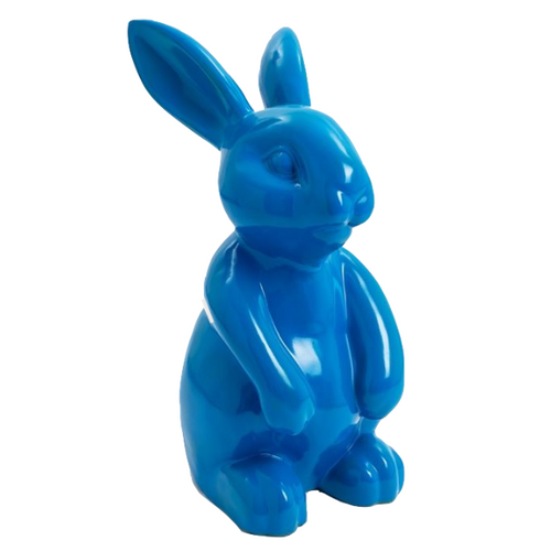 Statue de Lapin en Résine - 60 cm - Couleur Bleu Éclatant