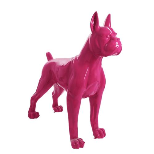 Statue de Chien Boxer en Résine - 110cm - Fuchsia Élégante