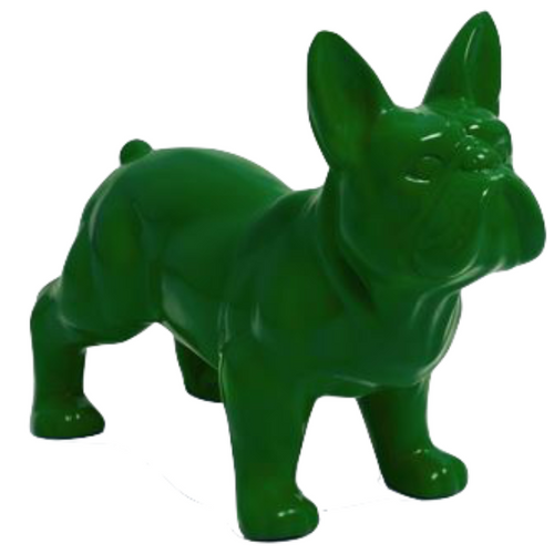 Statue Chien Bouledogue Francais Animaux Resine - 45cm - Vert