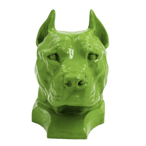 Statue Résine Chien Staff Bull - 35cm - Couleur Vert Pomme