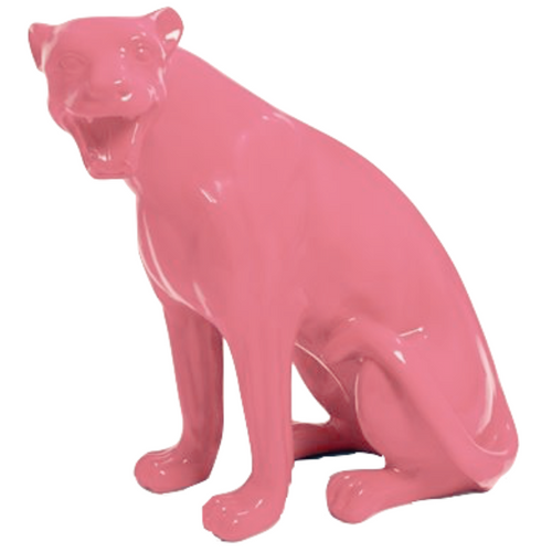 Statue Élégante de Panthère en Résine - 75cm - Rose Poudré