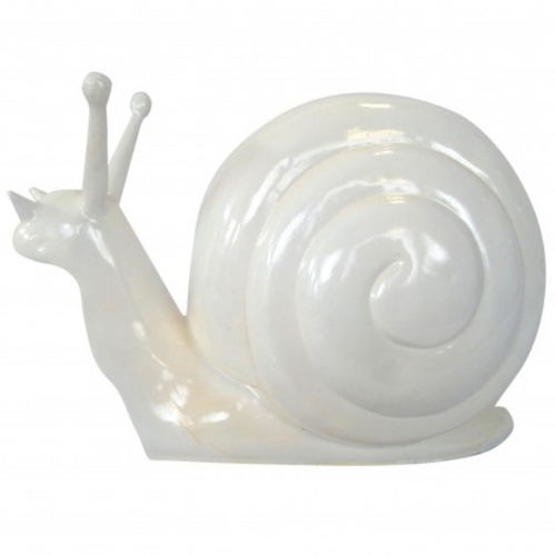 Statue Décorative Escargot en Résine - 50cm - Couleur Blanche