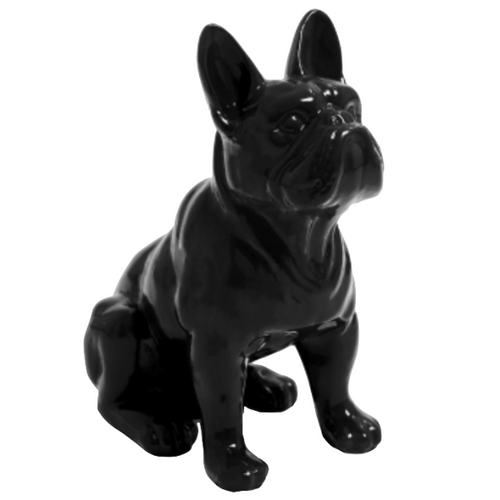 Statue Résine Bouledogue Français - 30cm - Noir Élégance Animale