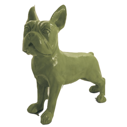 Statue Chien Bouledogue Francais Animaux Resine - 180cm - Vert Kaki