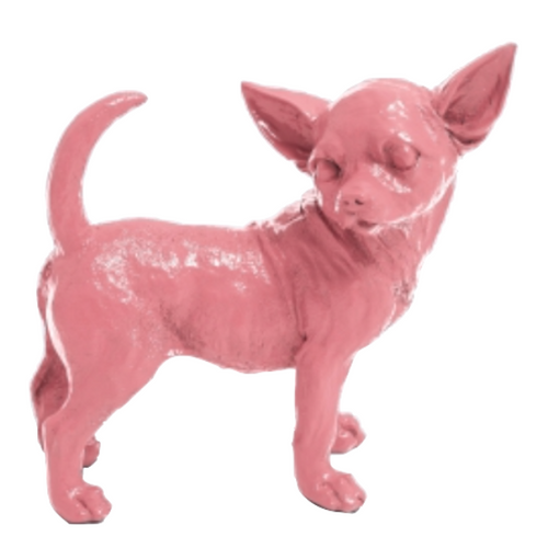 Statue Chien Chihuahua Animaux Resine - 30cm - Rose Clair