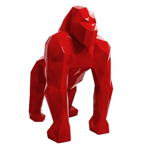 Statue de Gorille Origami en Résine - 140cm - Couleur Rouge Éblouissante