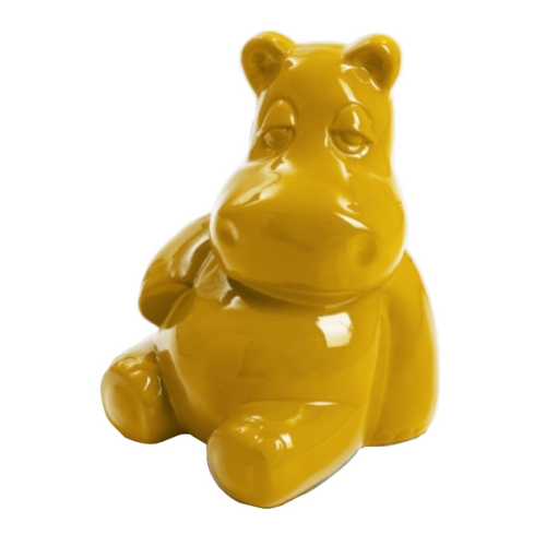 Statue d'Hippopotame en Résine - 100 cm - Couleur Jaune