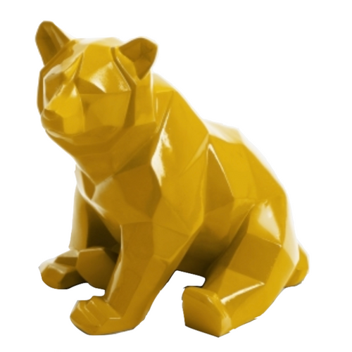 Statue d'Ours en Résine - 30cm - Couleur Jaune